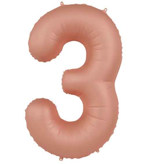 Folienballon Zahl "3" - vintage rose - 86 cm
