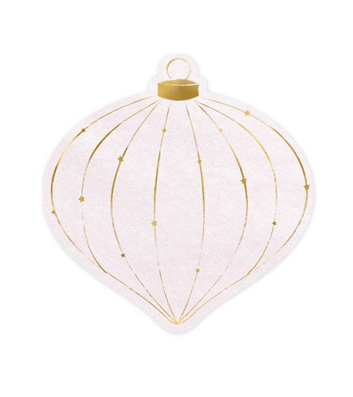 Shape-Cocktail-Servietten "Weihnachtskugel" - rosa, gold - 20 Stück