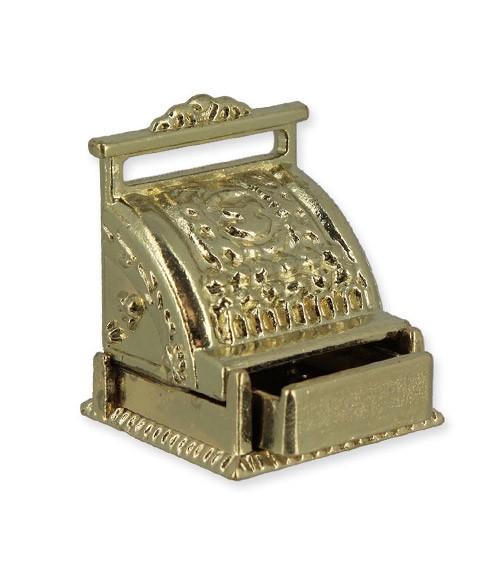 Nostalgische Mini-Kasse mit Schub - gold - 3 x 3,5 x 3 cm
