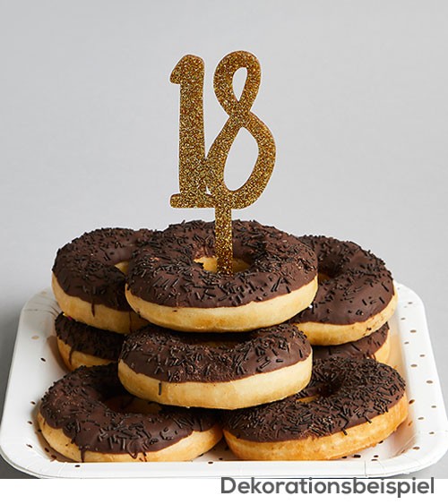 Cake Topper aus Acryl "18" - glitter gold