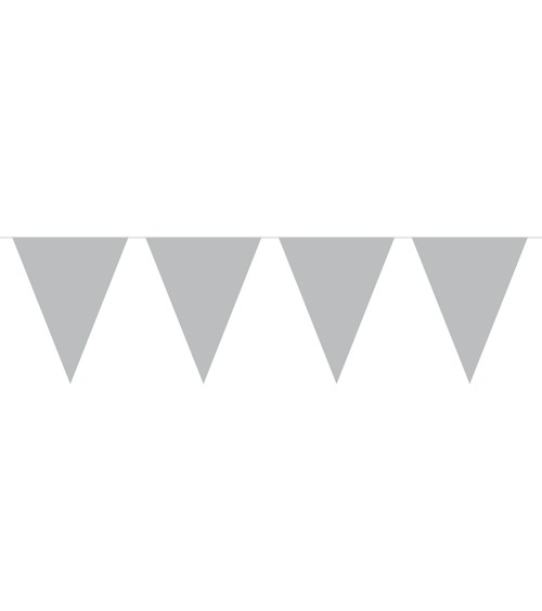 Mini-Wimpelgirlande aus Kunststoff - silber - 3 m