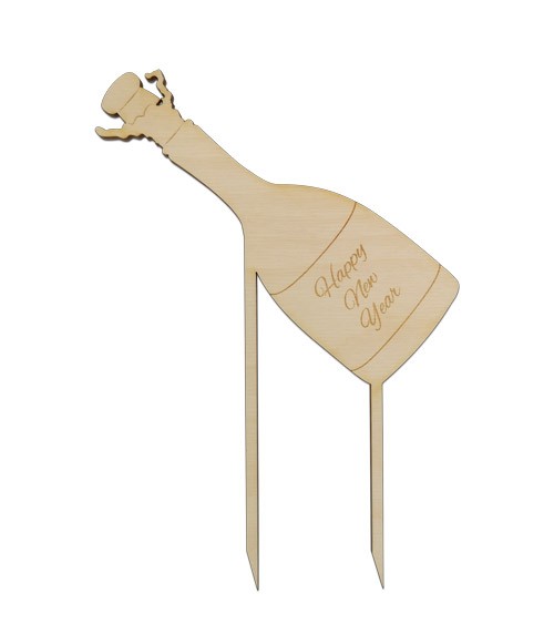 Dein Cake-Topper "Sektflasche" aus Holz - Wunschtext
