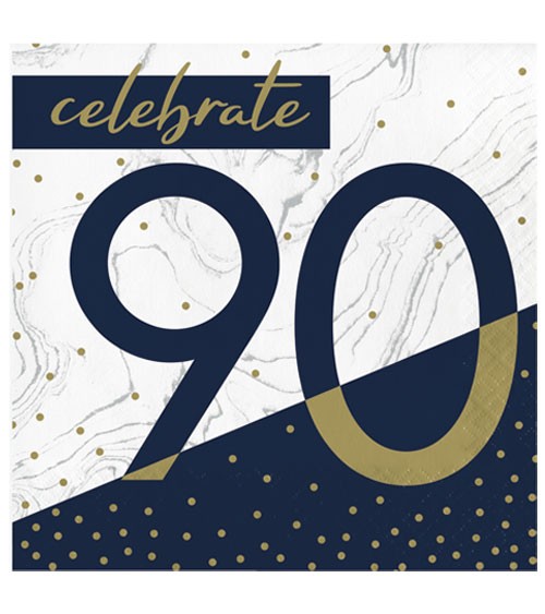 Servietten "Navy & Gold" - 90. Geburtstag - 16 Stück