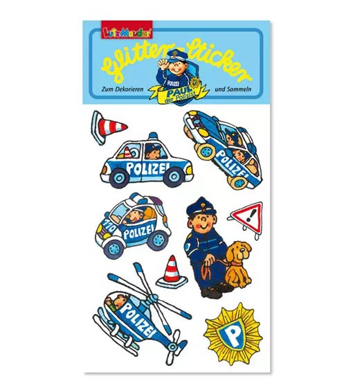 Glitter-Sticker "Polizist" - 1 Bogen