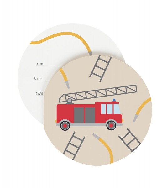 Einladungskarten "Firefighter" mit Stickern - 8 Stück