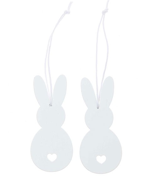 Holzanhänger "Hase" - weiss - 8 cm - 2 Stück