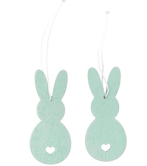 Holzanhänger "Hase" - mint - 8 cm - 2 Stück