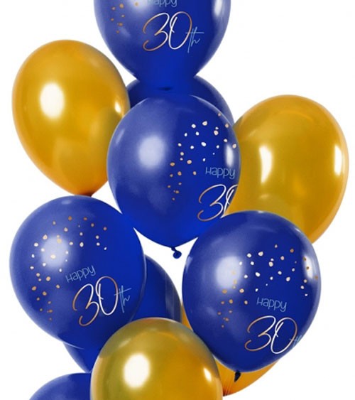 Luftballon-Set "True Blue & Gold - 30. Geburtstag - 12-teilig