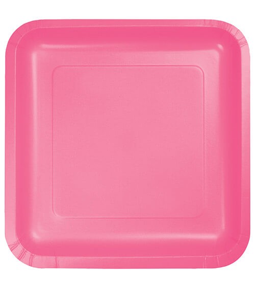 Eckige Pappteller - candy pink - 18 Stück