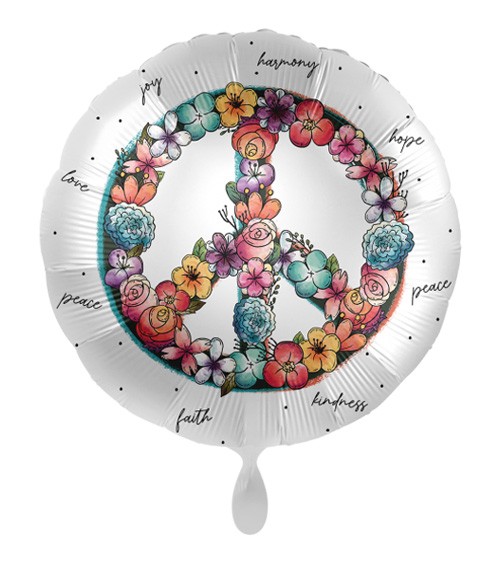 Folienballon "Peace" - Floral - 43 cm