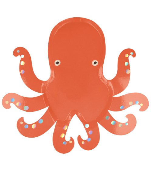 Oktopus-Pappteller - 8 Stück