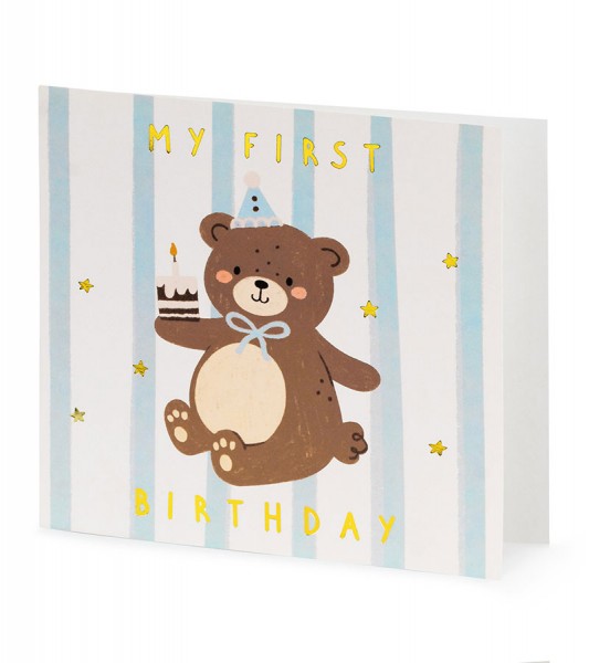 Geburtstagskarte "Teddy" - First Birthday - 14 x 14 cm