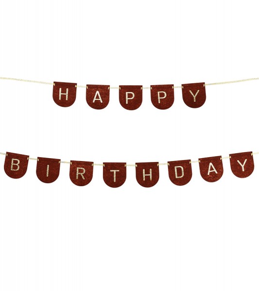 Filz-Girlande "Happy Birthday" - braun - 3 m