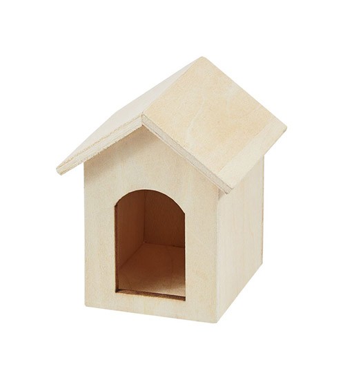 Mini Hundehütte aus Holz - natur - 3,8 x 5,5 x 4,2 cm