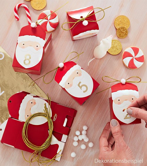 Adventskalender-Boxen "Weihnachtsmänner" mit Stickern