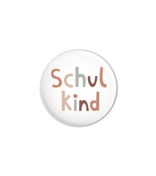 Schulkind-Button - pastell, weiß - 32 mm