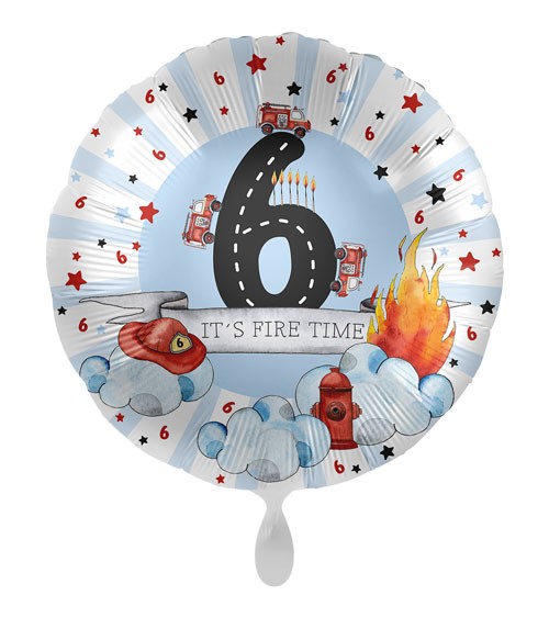 Folienballon "Happy Fire Engine" - 6. Geburtstag
