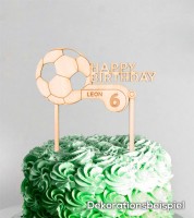 Dein Cake-Topper "Fußball" aus Holz - Wunschtext