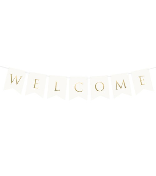 DIY-Wimpelgirlande "Welcome" - weiß/gold - 95 cm