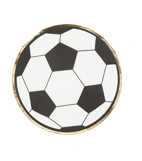 Fußball-Servietten mit goldenem Rand - 16 Stück