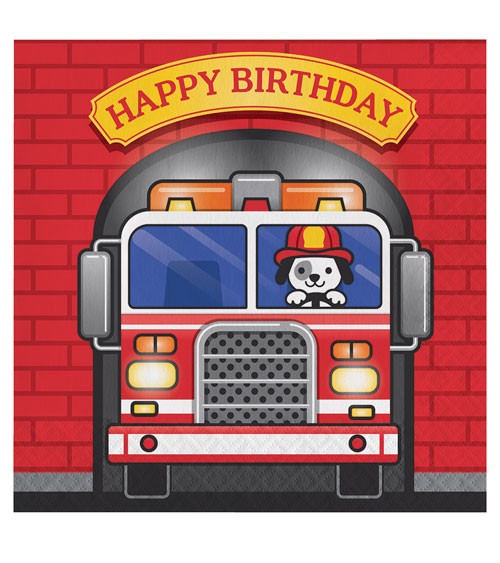 Servietten "Feuerwehrauto" - Happy Birthday - 16 Stück