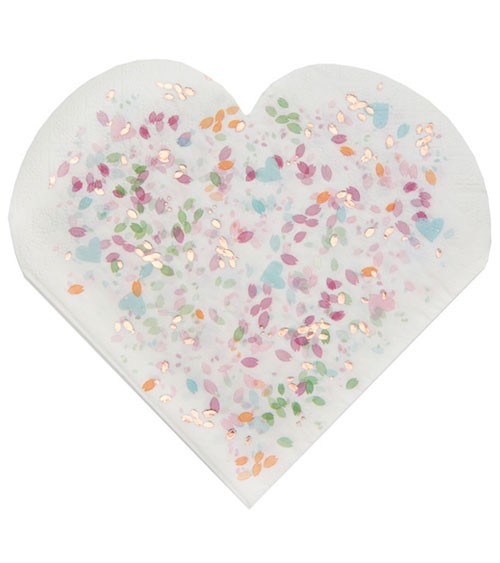 Herz-Servietten "Floral Rosegold" - 20 Stück
