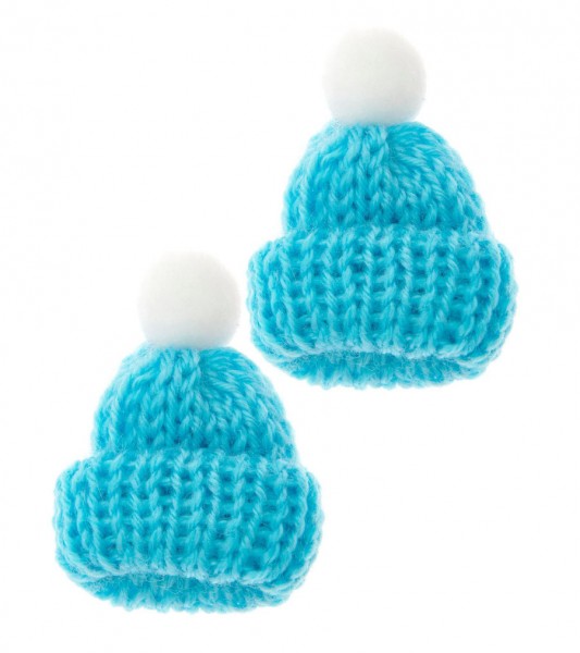 Miniatur Strickmütze - eisblau - 2 Stück