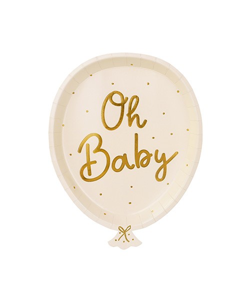 Shape-Pappteller "Oh Baby" - 6 Stück
