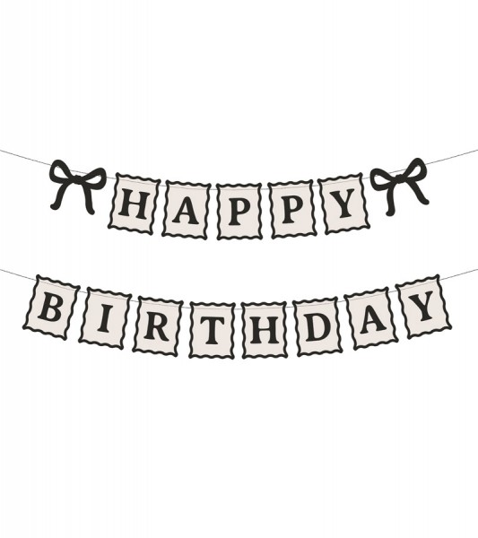Happy Birthday Girlande mit Schleifen - 100 cm