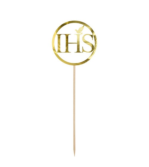 Cake-Topper aus Papier "IHS" - gold - 22 cm