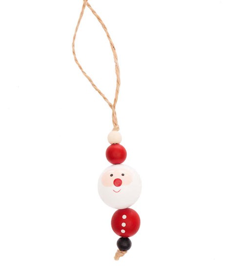 Deko-Anhänger aus Holzperlen "Santa" - 8 cm