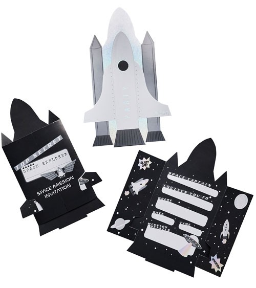 Raketen-Einladungskarten - 10 Stück