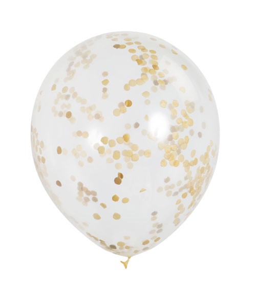 Konfetti-Ballons - gold - 30 cm - 6 Stück