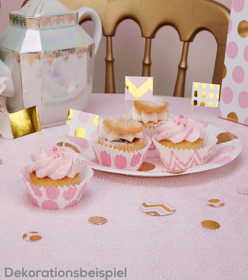 Cupcake-Picks "Rosa & Gold" - 20 Stück