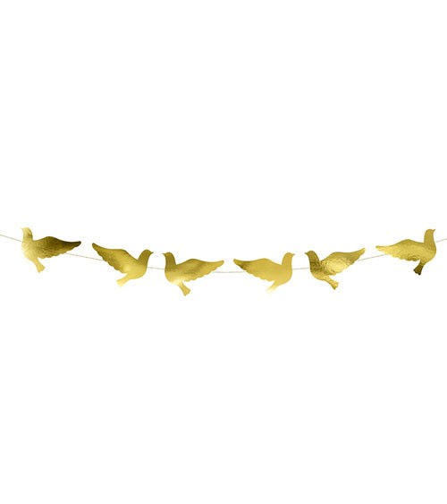 Motivgirlande "Tauben" - metallic gold - 86 cm