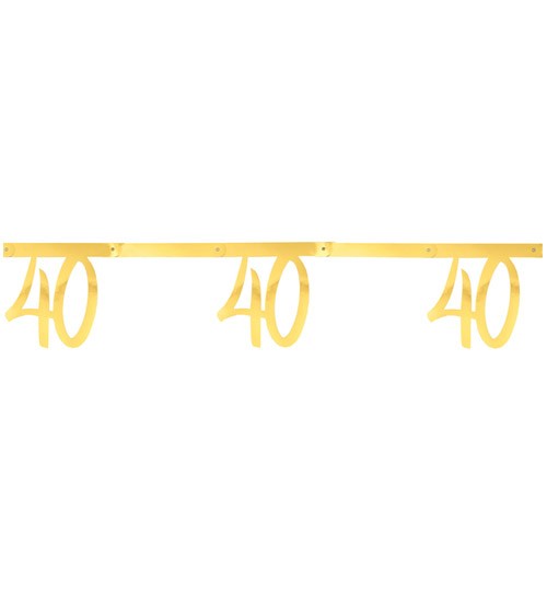 Zahlengirlande aus Papier "40" - metallic gold - 2,5 m