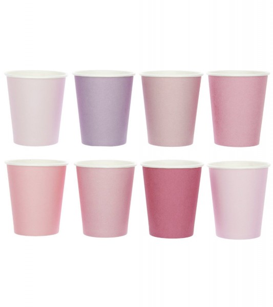 Pappbecher "Rosa Mix" - 8 Stück