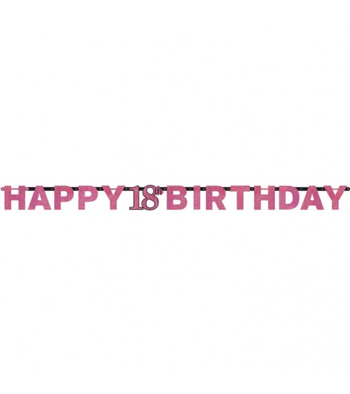 Happy Birthday-Girlande "Sparkling Pink" - 18. Geburtstag