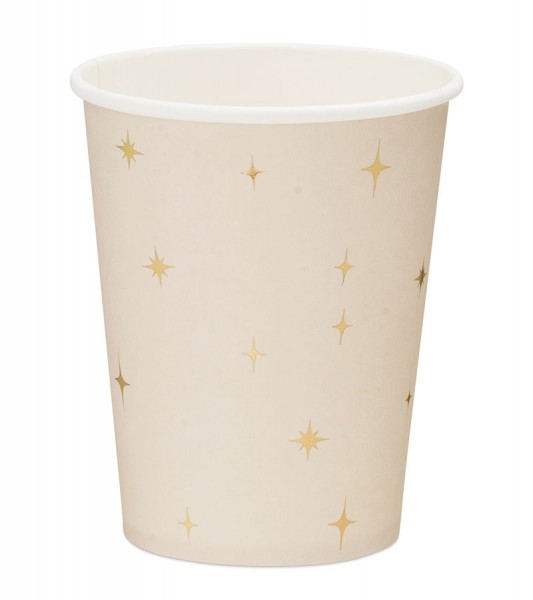 Pappbecher mit goldenen Sternen - beige - 6 Stück