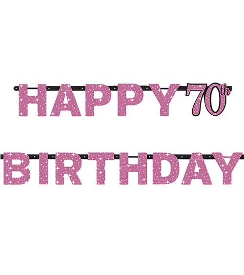 Happy Birthday-Girlande "Sparkling Pink" - 70. Geburtstag