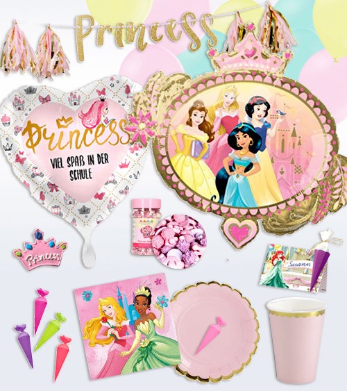 Einschulungs-Deko-Set "Disney Princess" - 6 Personen