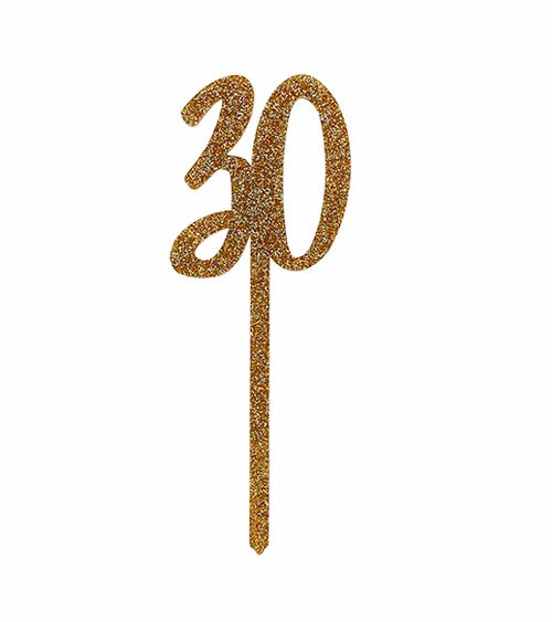 Cake Topper aus Acryl "30" - glitter gold