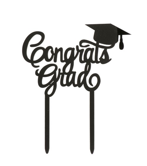 Cake-Topper aus Acryl "Congrats Grad" - schwarz