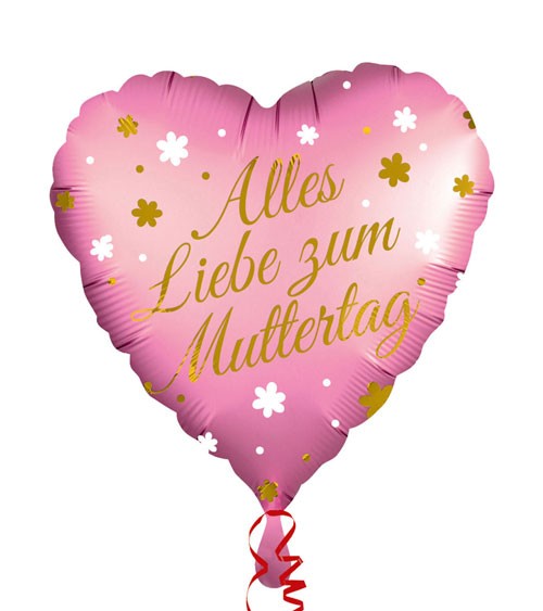 Herz-Folienballon "Alles Liebe zum Muttertag" - pink - 43 cm