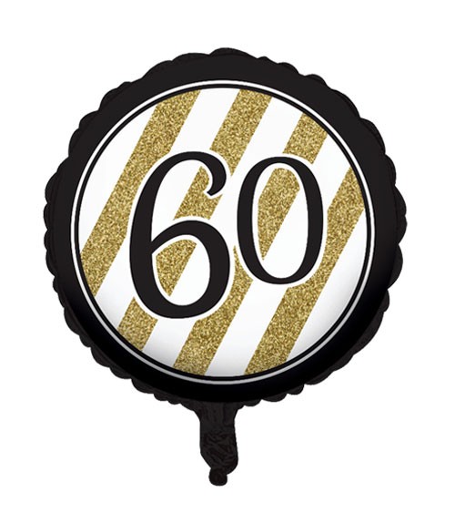 Runder Folienballon "Black & Gold" - 60. Geburtstag