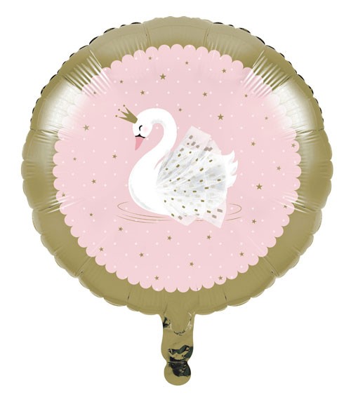 Runder Folienballon "Eleganter Schwan" - 45 cm