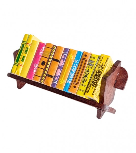 Bücherregal mit 13 Büchern aus Holz - 8 x 4 x 3,5 cm