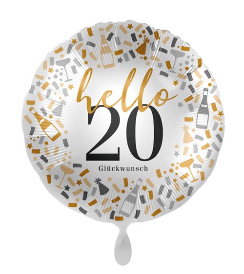 Folienballon "Hello 20 - Glückwunsch"
