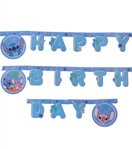 Happy Birthday Girlande "Stitch & Angel" - 2 m