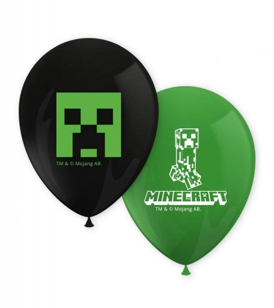 Luftballon-Set "Minecraft" - grün/schwarz - 8 Stück
